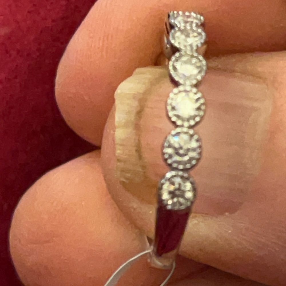 Sterling silver moissanite band ring